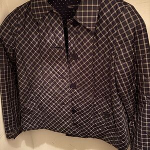 Adorable Whimsical Jones New York Women's Plaid Jacket - Navy and White Gingham